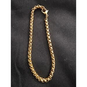 8in Gold Tone Metal Box beaded Link Bracelet Lobster Claw Closure